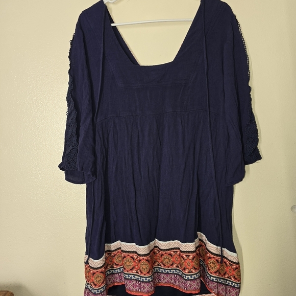 White Mark Blue Flutter Sleeve Mini Dress - Picture 3 of 3